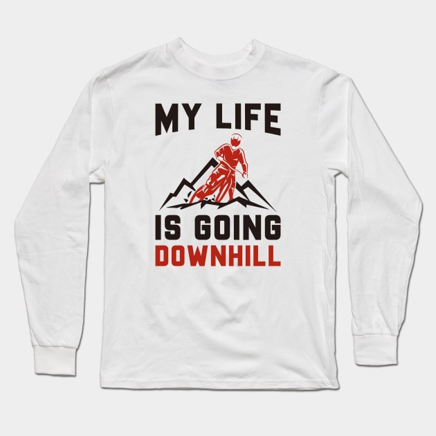 Downhill Mountain Biking Long Sleeve T-Shirt by LuckyFoxDesigns